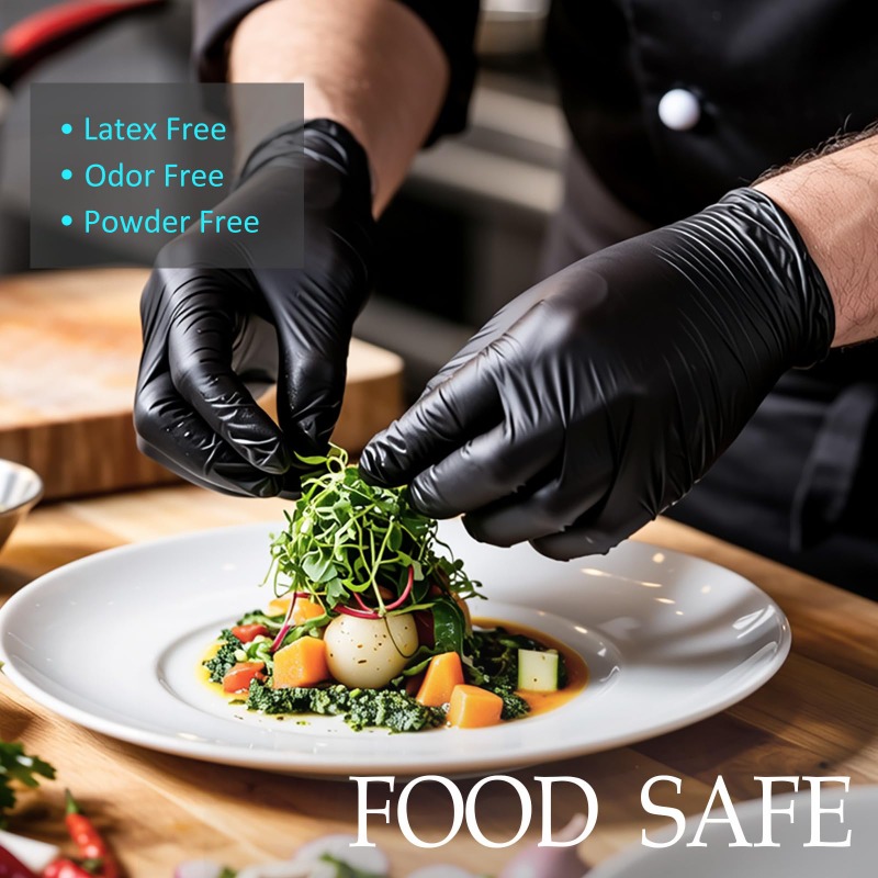 Home Cooking Work - Gants jetables noirs en nitrile pour