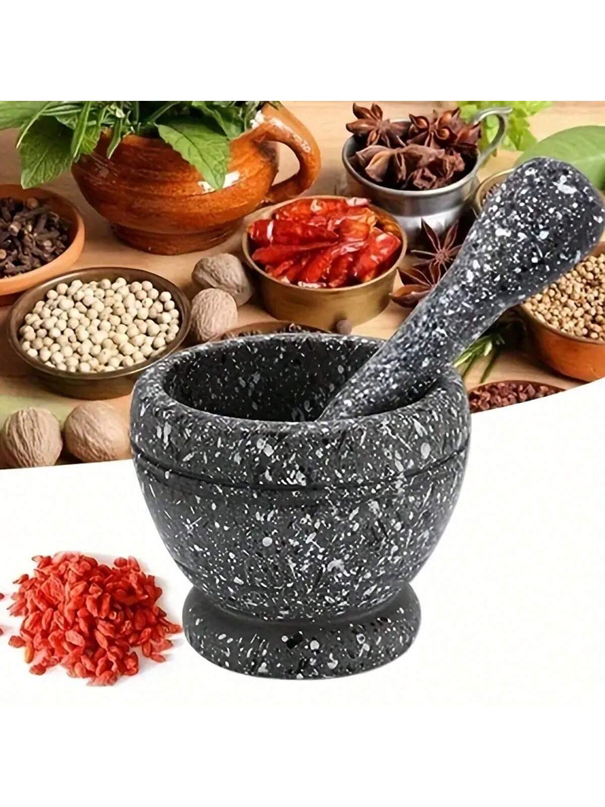 Mortar Pestle Granite - Presse-ail Texture granit, ensemble de mortier