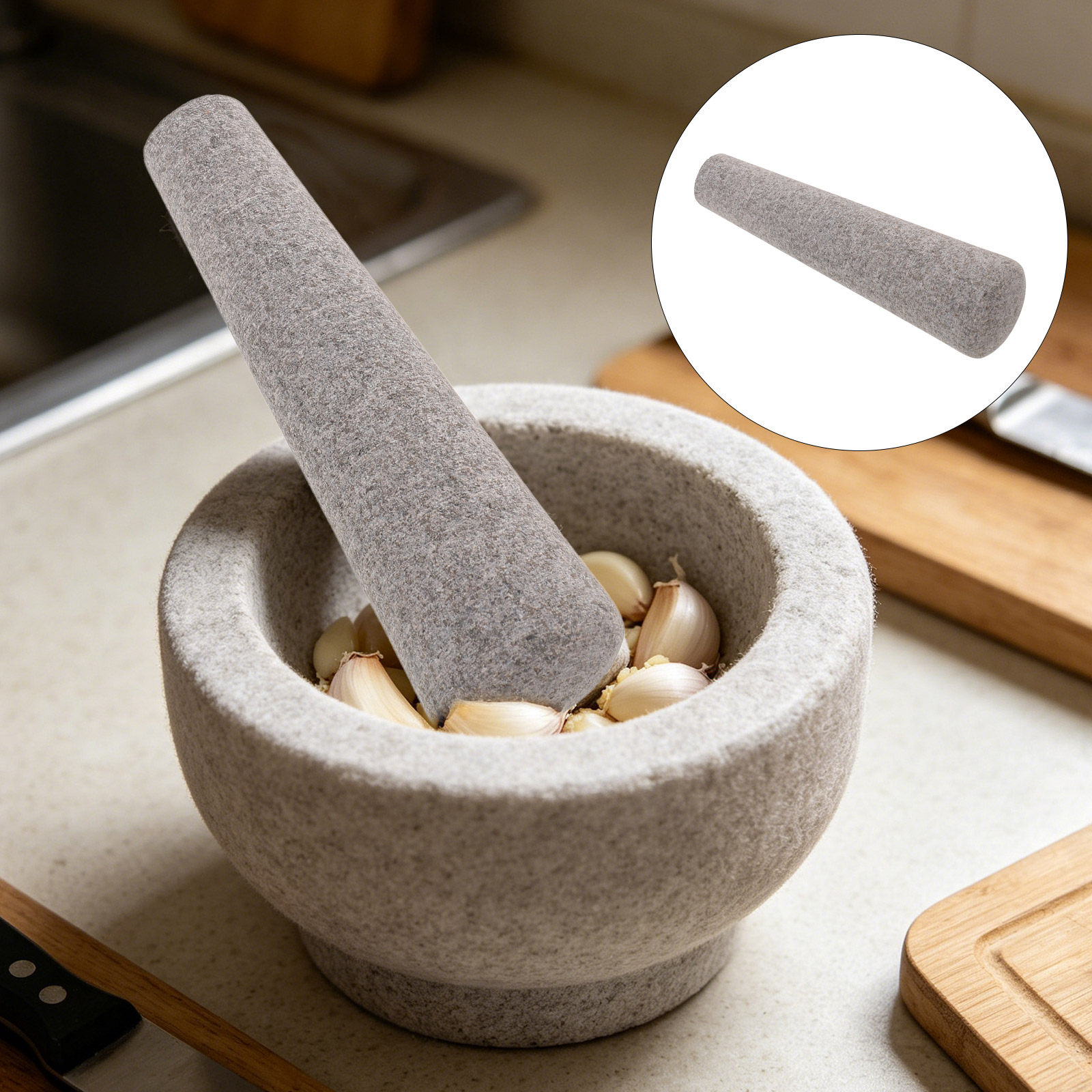 Pilon et pierre à moudre en gr - Mortar Pestle Granite avis et prix